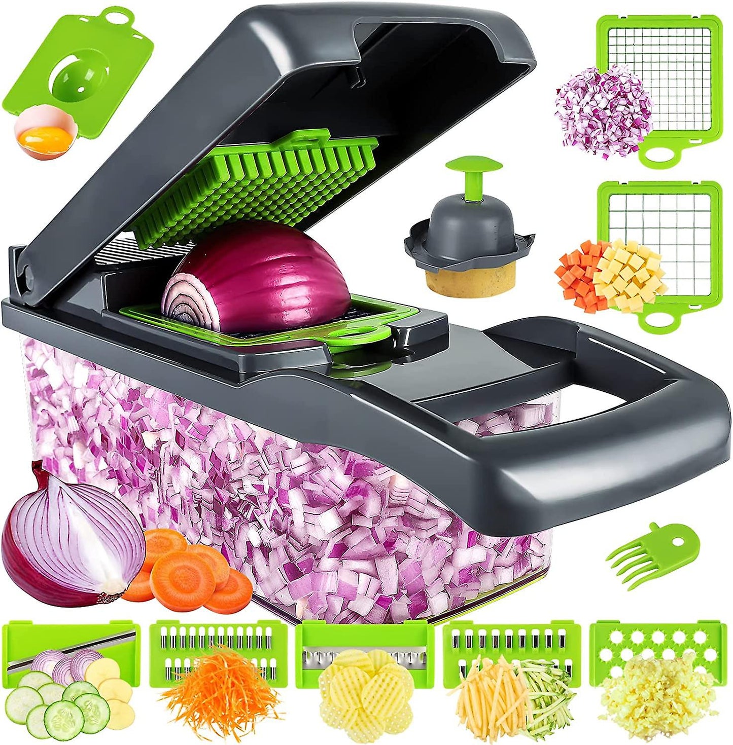 PICADOR Y CORTADOR DE VERDURAS Y FRUTAS 14 EN 1