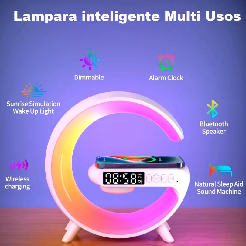 Lampara Despertador Cargador Inal 4 En 1