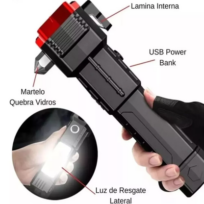 😍 LINTERNA 4 EN 1, 🔦 LINTERNA, 🔨MARTILLO, 🔪CUCHILLA, ⚡ CARGADOR, ♒RECISTENTE AL AGUA Y IMÁN 🧲✅